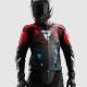 KURTKA MOTOCYKLOWA SKÓRZANA REBELHORN INFERNO BLACK BLUE WHITE RED