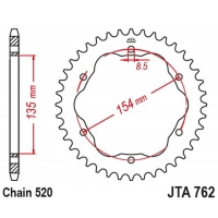 JT ZĘBATKA TYLNA ALUMINIOWA 4574 43 DUCATI 939 SUPER SPORT '17-'20, 950 SUPER SPORT '21-'23, 955 PANIGALE V2 / BAYLISS '20-'24 (