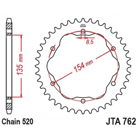 JT ZĘBATKA TYLNA ALUMINIOWA 4574 43 DUCATI 939 SUPER SPORT '17-'20, 950 SUPER SPORT '21-'23, 955 PANIGALE V2 / BAYLISS '20-'24 (