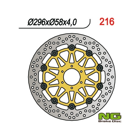 NG TARCZA HAMULCOWA PRZÓD HONDA CBR 600/900, VTR 1000F (296x58x4) (6X6,5mm) PŁYWAJĄCA (ZŁOTY ŚRODEK)