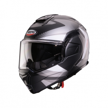 CABERG KASK SZCZĘKOWY FLIP-BACK (SZCZĘKA DO TYŁU) MODEL TRIP LUNAR SOLID KOLOR CZARNY MAT/BIAŁY/SZARY ROZMIAR XXL (PINLOCK W ZES
