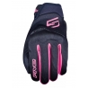FIVE GLOVES RĘKAWICE TEKSTYLNE GLOBE EVO WOMAN DAMSKIE KOLOR CZARNY/RÓŻOWY FLUO ROZMIAR 10 (L)