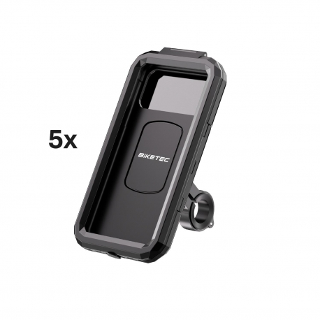 BIKETEC PRO PAKIET 5 SZTUK ETUI WODOODPORNE Z UCHWYTEM NA TELEFON MONTOWANE NA KIEROWNICĘ LUB LUSTERKO