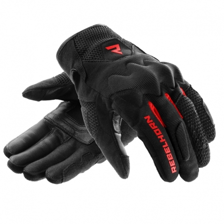 RĘKAWICE MOTOCYKLOWE DAMSKIE REBELHORN CORE BLACK RED