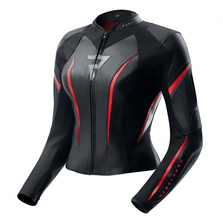 KURTKA MOTOCYKLOWA SKÓRZANA DAMSKA REBELHORN DIVA ST BLACK RED WHITE