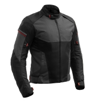 KURTKA MOTOCYKLOWA TEKSTYLNA BROGER GRID BLACK DARK GREY RED