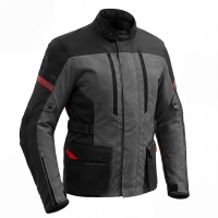 KURTKA MOTOCYKLOWA TEKSTYLNA BROGER OVERLAND BLACK DARK GREY RED