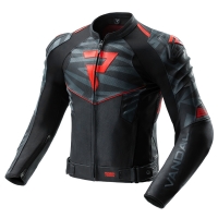 KURTKA MOTOCYKLOWA SKÓRZANA REBELHORN VANDAL 2 BLACK GREY FLUO RED