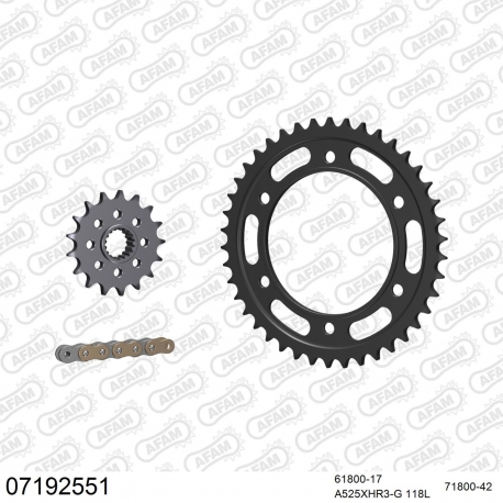 AFAM 2026/04 ZESTAW (KOMPLET) NAPĘDOWY KTM 1090 ADVENTURE 2017-2019 (61800-17, 71800-42, A525XHR3-G 118L) KOLOR ZŁOTY (TO SAMO 0