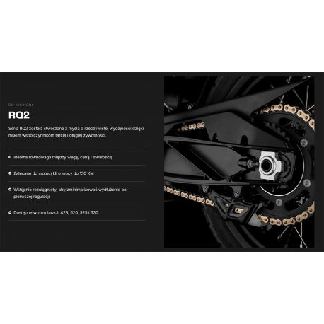 TSUBAKI ŁAŃCUCH NAPĘDOWY 525 RQ2 124 PROFESSIONAL ROAD X-RING CHAIN KOLOR ZŁOTO CZARNY G&B (124 OGNIW, OTWARTY ZAKUWKA W ZESTAWI