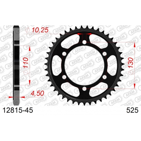 AFAM 2026/04 ZĘBATKA TYLNA 4385 45 YAMAHA R6 '06-'20, MT09 '14-'20, SUZUKI GSXR 750 '11-'19, GSXR 1000 '17-'21, XSR 900 '16-'24 