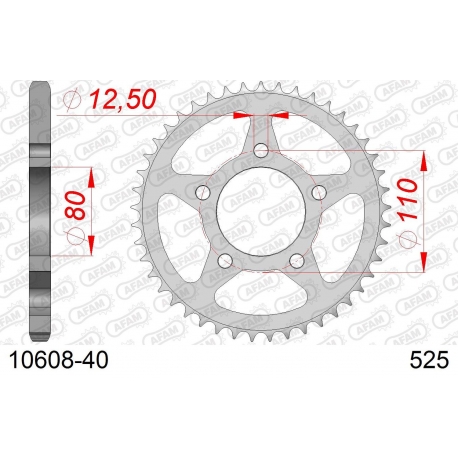AFAM 2026/04 ZĘBATKA TYLNA 4350 40 HONDA CB 500 '94-'03, CB 750F '93-'03 (JTR1332.40) (ŁAŃC. 525)