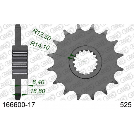 AFAM 2026/04 ZĘBATKA PRZEDNIA 2078 17 Z GUMĄ APRILIA RST/RSV/SL 1000 BMW F 650/700/800 GS (JTF704.17RB) (ŁAŃC. 525)