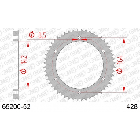 AFAM 2026/04 ZĘBATKA TYLNA 4525 52 HYOSUNG GT 125 '03-'15 (JTR1067.52) (ŁAŃC. 428)