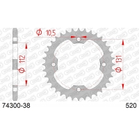 AFAM 2026/04 ZĘBATKA TYLNA 4485 38 KYMCO KXR, KXU, MAXXER, MXU 250/300 '02-'15 (JTR1072.38) (ŁAŃC. 520)