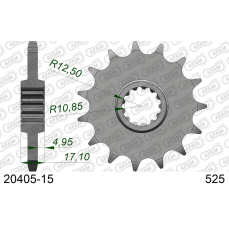 AFAM 2026/04 ZĘBATKA PRZEDNIA 2041 15 Z GUMĄ HONDA CB 500 '94-'03, CBF 500 '04-'08 (JTF297.15RB) (ŁAŃC. 525)