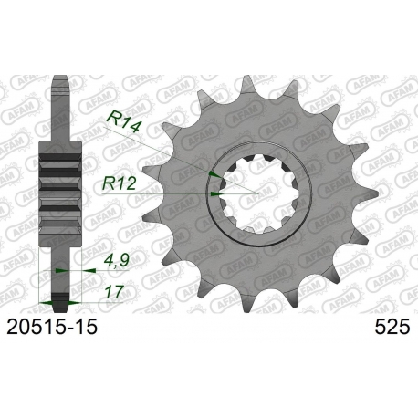 AFAM 2026/04 ZĘBATKA PRZEDNIA 2073 15 Z GUMĄ HONDA CB 600 HORNET '97-'06, CBR 600F '97-'98, CBF 600 '04-'07 (JTF1371.15RB) (ŁAŃC