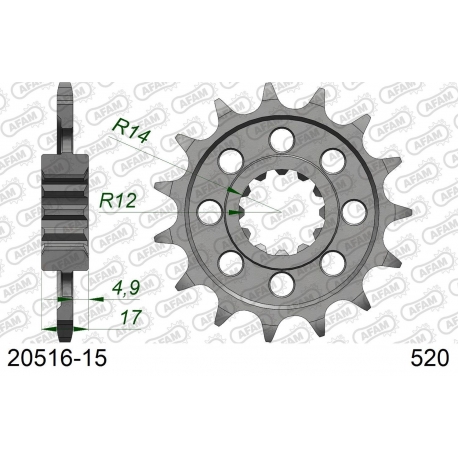 AFAM 2026/04 ZĘBATKA PRZEDNIA 2073 15 HONDA CB 600 HORNET '97-'06, CBR 600F '97-'98, CBF 600 '04-'07 (JTF1371.15) (ŁAŃC. 525)