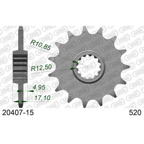 AFAM 2026/04 ZĘBATKA PRZEDNIA 2042 15 HONDA CB 500F/X '13-'15, CBR 500R '13-'16, NC 700 '12-'14, CT/CTX 700 14 (JTF1381.15) (ŁAŃ