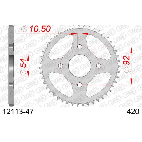 AFAM 2026/04 ZĘBATKA TYLNA 4570 47 YAMAHA TZR 50 / X-POWER '96-'06, MBK X-POWER 50 '00-'06 (JTR1078.47) (ŁAŃC. 420)