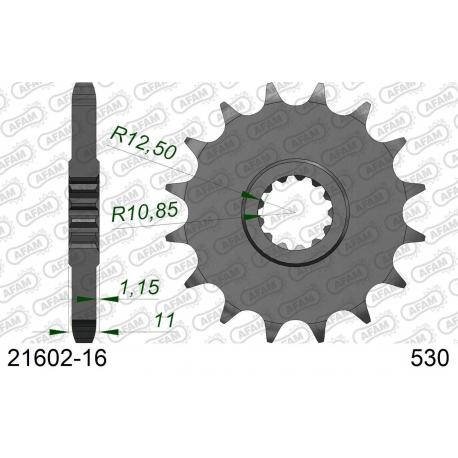 AFAM 2026/04 ZĘBATKA PRZEDNIA 580 16 YAMAHA FZ 6/R6/FZ750 (JTF580.16) (ŁAŃC. 530)