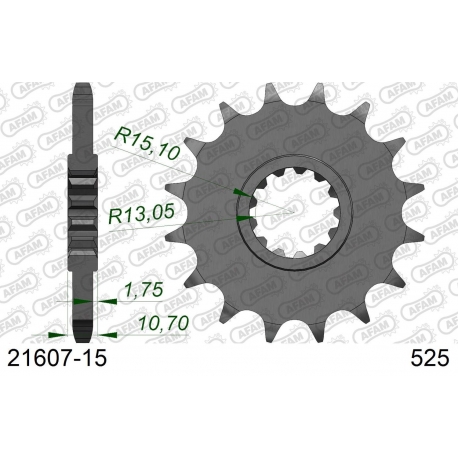 AFAM 2026/04 ZĘBATKA PRZEDNIA 2091 15 YAMAHA FZ8 '10-'15, MT 09 '14-'20, MT 07 '14-'24 TDM 900 '02-'13 (-1), TENERE 700 '20-'24 