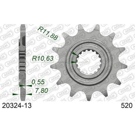 AFAM 2026/04 ZĘBATKA PRZEDNIA 2320 13 HONDA CRF 250R '18-'23 (JTF1344.13) (ŁAŃC. 520)