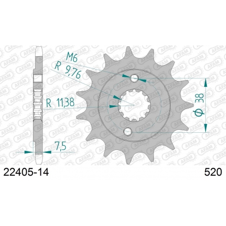 AFAM 2026/04 ZĘBATKA PRZEDNIA 2116 14 SUZUKI LTR 450 '06-'12, LTZ 400 '03-'13, RMX 450 '10-'13 (JTF1401.14) (ŁAŃC. 520)