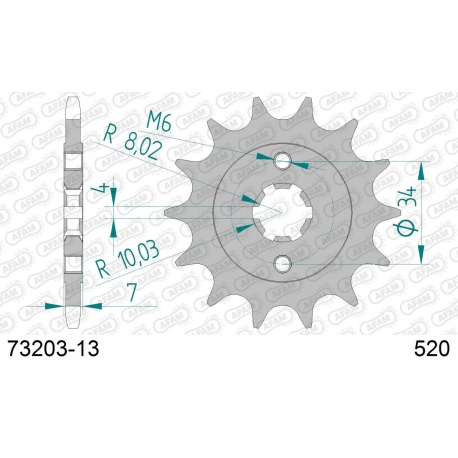 AFAM 2026/04 ZĘBATKA PRZEDNIA 2247 13 KTM 125 DUKE '11-'24, KTM 200 DUKE '12-'24 (JTF1903.13) (ŁAŃC. 520)