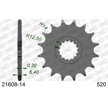 AFAM 2026/04 ZĘBATKA PRZEDNIA 2168 14 YAMAHA YFZ 450/YFM 700 RAPTOR '06-'19 (JTF1592.14) (ŁAŃC. 520)