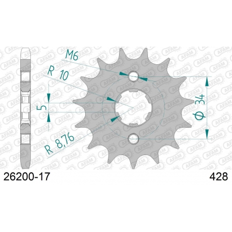 AFAM 2026/04 ZĘBATKA PRZEDNIA 2037 17 HONDA XLR 125 CBR 125 (+2), CLR 125 (JTF1264.17) (ŁAŃC. 428)
