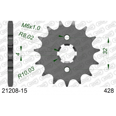 AFAM 2026/04 ZĘBATKA PRZEDNIA 2182 15 YAMAHA WR 125R/X '09-'15, YZF125R '09-'19, MT125 '15-'17 (JTF1550.15) (ŁAŃC. 428)