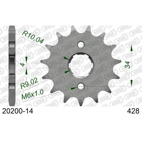 AFAM 2026/04 ZĘBATKA PRZEDNIA 259 14 HONDA XL125S, DAELIM 125 (JTF259.14) (ŁAŃC. 428)