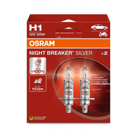 OSRAM ŻARÓWKA H1 12V, 55W P14.5S NIGHTBREAKERSILVER DUOBOX - 2 SZTUKI