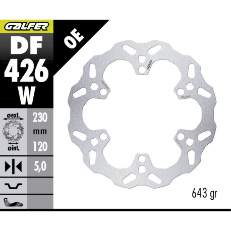 GALFER TARCZA HAMULCOWA TYŁ KAWASAKI KLE 500 '26- (WAVE FIXED) (230X120X5MM)