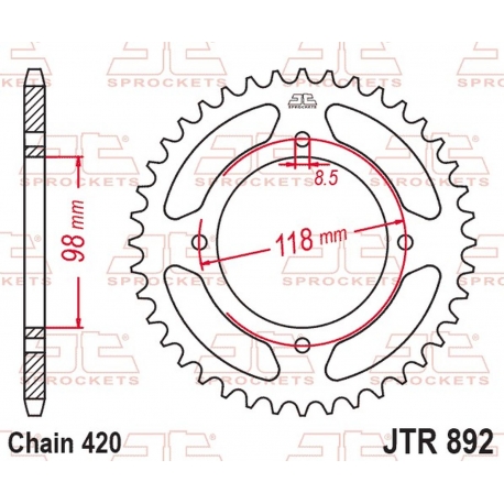 JT 2026/01 ZĘBATKA TYLNA 4794 48 KTM SX 65 '25-'26 (OEM: A40510051048C1) (479448JT) (ŁAŃC. 420)