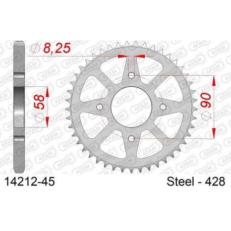 AFAM 2026/06 ZĘBATKA TYLNA 4669 45 SUZUKI GSXR 125 17-18, GSX 125 S 17-18 (ŁAŃC. 428) ( OTWÓR NA ŚRUBĘ 8,5MM ) (JTR803.45)