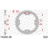 AFAM 2026/06 ZĘBATKA TYLNA 4485 36 (448536) KYMCO KXR, KXU, MAXXER, MXU 250/300 '02-'15 (ŁAŃC. 520) (JTR1072.36)