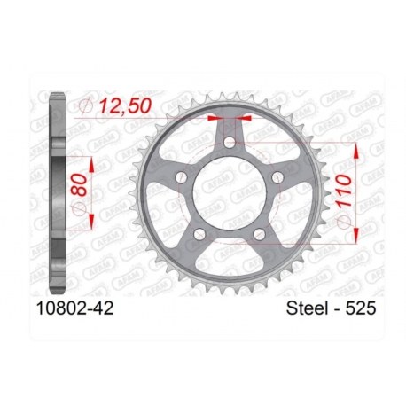 AFAM 2026/06 ZĘBATKA TYLNA 4750 42 HONDA CRF 1000 / 1100 L AFRICA TWIN / ADVENTURE SPORT '16-'23 (ŁAŃC. 525) (JTR1331.42ZBK)