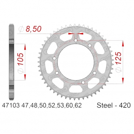 AFAM 2026/06 ZĘBATKA TYLNA 4402 62 YAMAHA DT 50 '03-'06, MALAGUTI XTM, MRX, SMX(ŁAŃC. 420) (JTR1131.62)