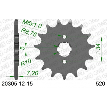 AFAM 2026/06 ZĘBATKA PRZEDNIA 279 15 HONDA XL 125 V '01-'13, VT 125C '99-'07, NSR125 '93-'02 (ŁAŃC. 520) (JTF327.15)