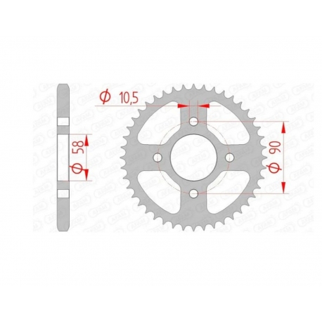 AFAM 2026/06 ZĘBATKA TYLNA 4669 45 HONDA CBR 125 '11-17, CB 125F (GLR125) '15-17 (ŁAŃC. 428) ( OTWÓR NA ŚRUBĘ 10,5MM ) (JTR1221.
