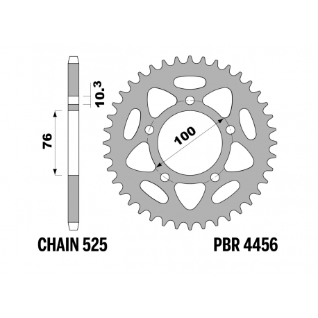 PBR 13/07 ZĘBATKA TYLNA 4456 42 (ŁAŃC. 525) (MADE IN ITALY)