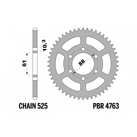 PBR 13/07 ZĘBATKA TYLNA 4763 38 (ŁAŃC. 525) (MADE IN ITALY)