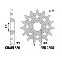 PBR 13/07 ZĘBATKA PRZEDNIA 2308 14 (ŁAŃC. 520) (MADE IN ITALY)